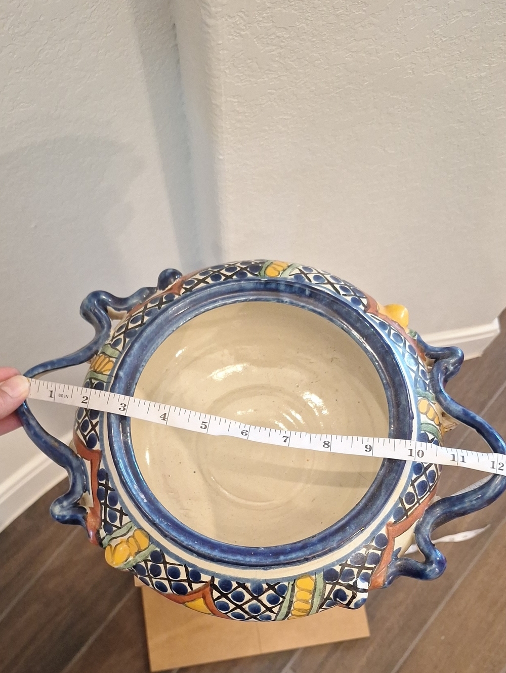 Talavera Mexico Soup Tureen Blue White Yellow Florals - Picture 9 of 11